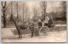 Postcard c1915 RPPC Man Well Dressed w/ Cigar, Fine Horse, Fine Cart A13 picture