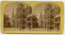 Green School House & Church , Lowell MA Vintage Stereoview Photo by J. Moulton picture