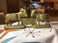 Antique Cast Iron Donkey Match Holder Doorstop WHEN SHALL WE THREE MEET AGAIN picture