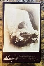 Post Mortem Baby 1880s Cabinet Card Photo Illinois Photographer picture