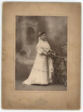 Antique c1900s Large Cabinet Card Hobert Beautiful Bride in Dress Buffalo, NY picture