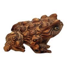 Hand-Carved Japanese Cryptomeria Sugi-Wood (Cedar) Vintage Frog Toad 3 inches picture