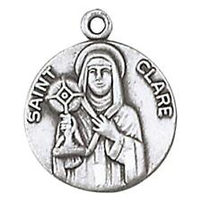 St Clare Medal Size .75 inch Dia and 18 inches L Beautiful Stainless Steel Chain picture