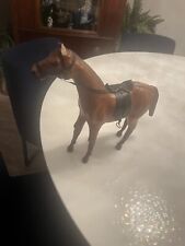 Vintage Leather Wrapped Horse Figure Statue w/ Saddle & Reins picture