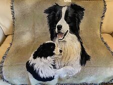 Border Collie and Puppy Throw/Blanket by Robert May. Made in USA. New picture