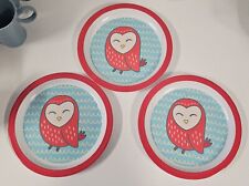 Kids Girls Baby Melamine Owl Plates Set 3 Durable Break Resist Nonslip BPA Free picture