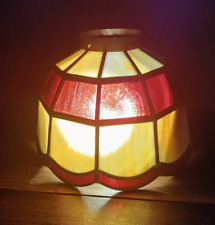 Vintage Stained Glass Slag Lamp Shade 4 Tier Red White 10W