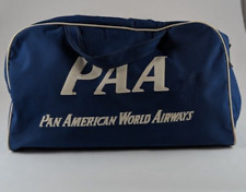 Vintage Early Pan American World Airways PAA Blue Bag Satchel Carry On Tote picture