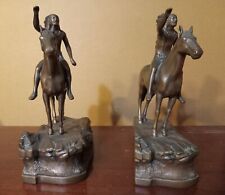 Antique 1927 Jennings Brothers American Indians on horses bookends picture