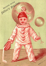1880s CHILD CLOWN FULTON'S SOPALINE VICTORIAN TRADE CARD P132 picture