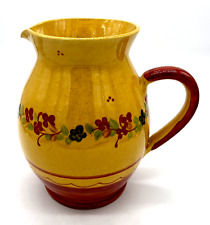 Terre e Provence 8 1/4” Large Handled Pitcher Raised Floral Hand Painted France picture