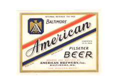 12oz IRTP AMERICAN PILSENER  BEER LABEL by AMERICAN BREWERY INC BALTIMORE  MD  b picture