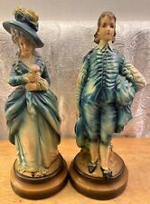 Antique Colonial Blue Boy Blue Woman Lady Sheffield Figurines picture