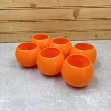 Vintage Plastic Mid Century Orange Cups Florida Souvenirs 10oz Set Of 6 picture