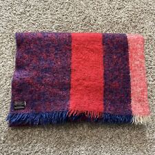 Vintage 50s Donegal Design Ireland Mohair Wool Striped Throw Blanket 68x50” picture