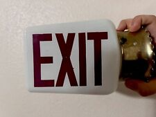 Vintage 1950s Milk Glass Wedge Triangle Exit Sign 2 Sided With Base RARE picture