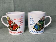 Vintage Ask Grandma Ask Grandpa Ceramic Mugs Cups His/Her Japan Humor picture