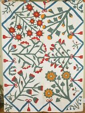 OUTSTANDING, FOLKY Vintage 1870's Floral Applique Antique Quilt ~Swag Border picture