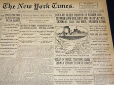 1915 JANUARY 25 NEW YORK TIMES - GERMAN FLEET BEATEN IN NORTH SEA - NT 7830 picture