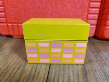 Vintage Ohio Art Tin Recipe Box Yellow With Geometric Pattern- Comes With Cards picture