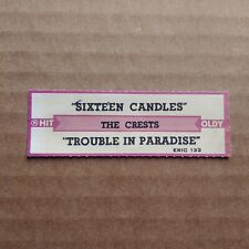 THE CRESTS Sixteen Candles/Trouble In Paradise JUKEBOX STRIP Record 45 rpm 7