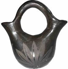 Vintage Navajo Blackware Pottery Native American Ceramic Wedding Bud Vase  picture