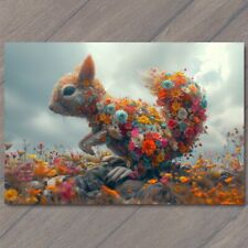 POSTCARD Squirrel Covered In Flowers Fun Strange Colorful Unreal Cute Unusual picture