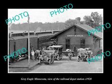 OLD 8x6 HISTORIC PHOTO OF GREY EAGLE MINNESOTA RAILROAD DEPOT STATION c1920 picture