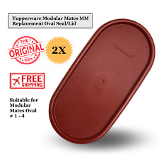 NEW Oval Dark Red Tupperware Modular Mates #1616 Replacement Seal/Lid Set of 2 picture
