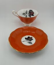 Rare Royal Albert Bone China Black Rose Masquerade  Orange Tea Cup & Saucer picture