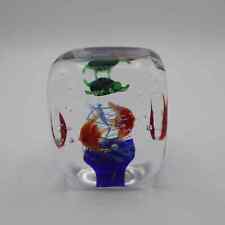 ARTGLASS PAPERWEIGHT clear aquarium style, vintage, Dynasty Gallery Heirlooms picture