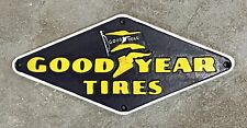 GOODYEAR TIRES Founded 1898 Diamond Shaped Cast Iron Sign, 7” x 15” picture