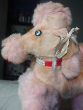 Vtg Pink Plush Poodle  Red Collar & Eyes Rushton Quality All/O  13