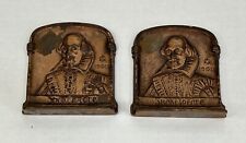 Vintage Pair Set of 2 Cast Iron Bronze Plated Bookends 1925 William Shakespeare picture