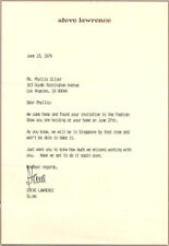 STEVE LAWRENCE - TYPED LETTER SIGNED 06/13/1979 picture