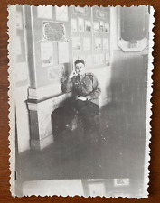 Handsome military guy in uniform on post, gentle guy, cute guy Vintage photo picture