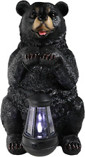 Ebros Gift Rustic Garden Decorative Adorable Forest Black Bear Holding Lantern picture