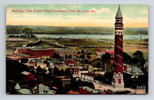 Bird's Eye View of New Bissell Street Water Tower & River St. Louis MO Postcard picture