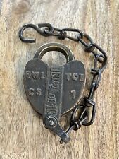 Vintage Union Pacific Heart Shape Brass Padlock Adlake Railway Switch Lock picture