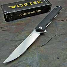 VORTEK MERLIN Black G10 Slender Slim Gentlemans EDC Folding Flipper Pocket Knife picture