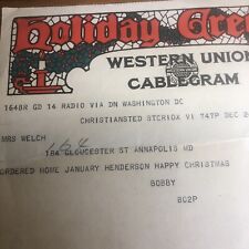 Vintage 1924 Christmas Original, CABLEGRAM Western Union Int Cablegram picture