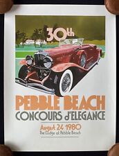 RARE 1980 30th Pebble Beach Concours Poster Duesenberg Roadster Dick Cole picture