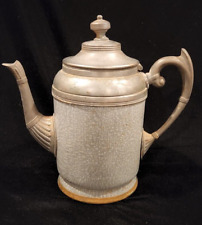 Rare 19th century Antique Grey & Pewter Graniteware Coffee Pot-  Please READ picture