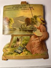 Large 10” VICTORIAN TRADE CARD WILCOX’s Dry Goods Carpets COHOES NY 1880s B57 picture