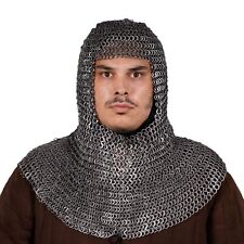 Coif Flat Ring Chainmail Classic Riveted Alternating ID 9 mm Medieval Costume picture