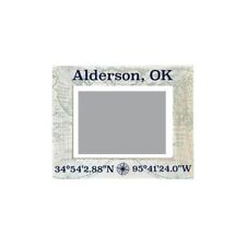 Alderson Oklahoma Souvenir Wooden Photo Frame Compass Coordinates Design Matted picture