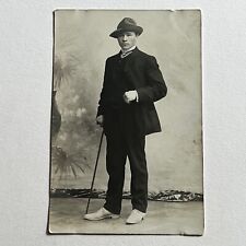 Antique RPPC Real Photograph Postcard Very Handsome Young Man Sharp Attire picture