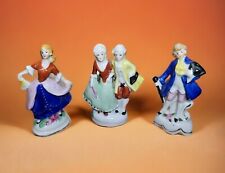 Antique 19th Century German Porcelain Victorian Courting Couples 2.5 in Set of 3 picture