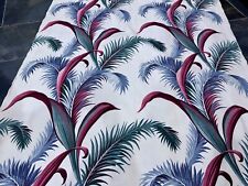 1940's NUBBY Tropical Leafy Post WWII Hawaiiana WHITE Barkcloth Vintage Fabric picture
