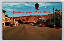 Moab UT-Utah, Scenic Greetings, Stores, Bank, Vintage c1967 Souvenir Postcard picture